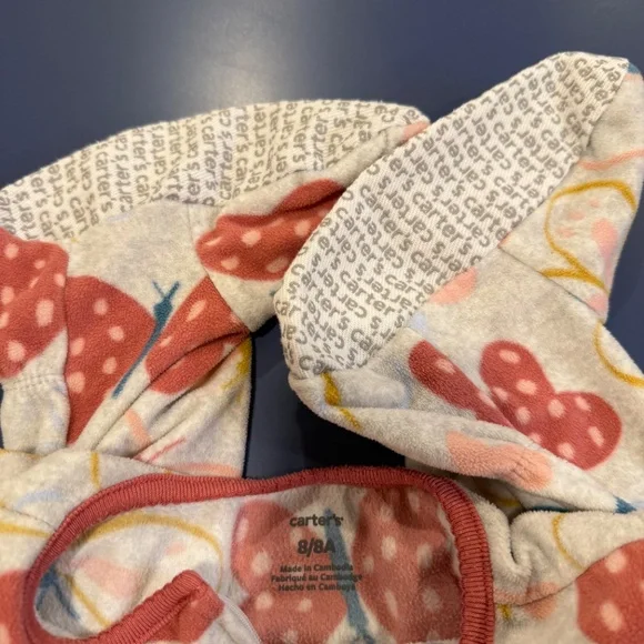 Size 8 Carters/Cat & Jack Fleece Footed Pajamas Set - Picture 3 of 14